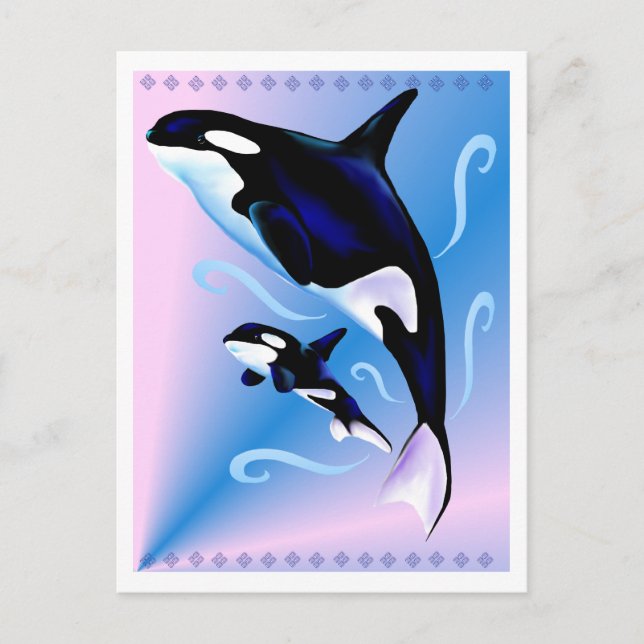 Postal Mamã da orca e cartão do bebê (Frente)