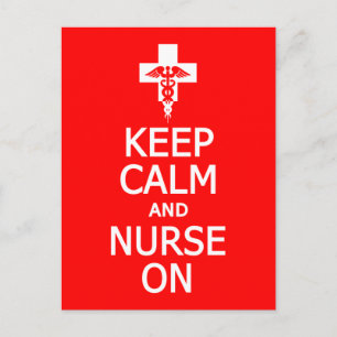 Postal Manter Calma e Enfermeira no cartão postal, perso