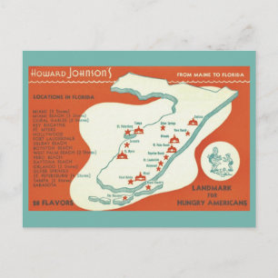 Postal Mapa do Posto de Florida Howard Johnsons em Cartão