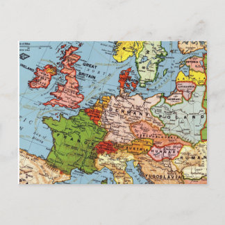 Postal Mapa Europa França Escócia Irlanda Mais Cartão Pos