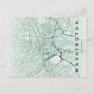 Postal Mapa Minimalista de Washington, DC em Cartão Posta