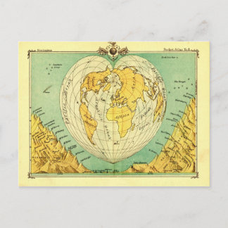 Postal Mapa Mundial de Cartão de Posto em Forma de Coraçã