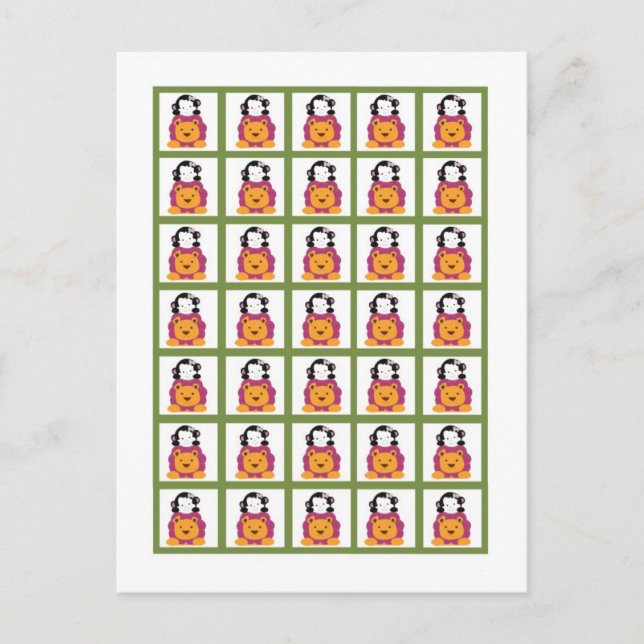 Postal Marcadores de Cartão Bingo Safari Doce (Frente)