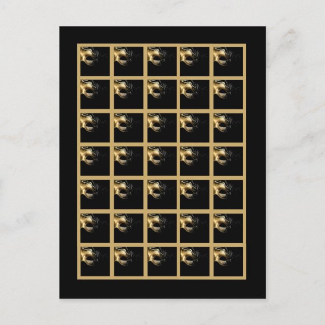 Postal Marcadores de Cartão de Bingo Mis XV Preto Dourado (Frente)