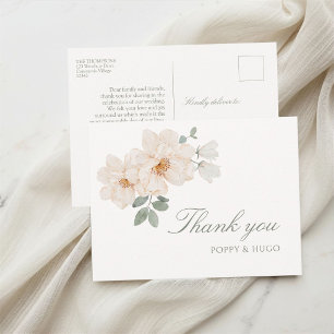 Postal Marfim Branco Cartão de Agradecimento Floral de