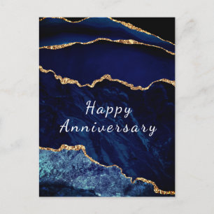 Postal Marinho de Cartão de Aniversário Mármaco Azul Dour