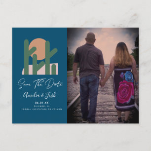 Postal Marinho tropical Cactus Salve a data Cartão posta