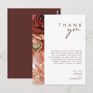 Postal Marsala Autumn Floral   Obrigado Cartão De Acolhi