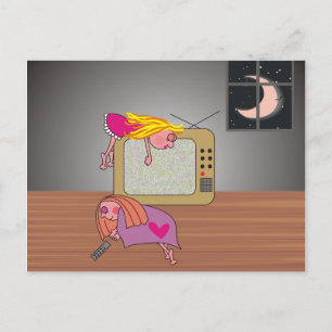 Postal Meninas do partido de pijama e cartão de sono da