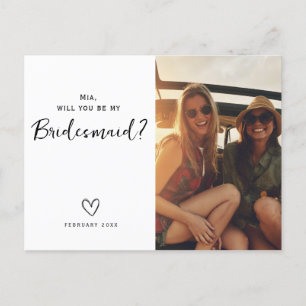 Postal Mínima Proposta de Bridesmaid pedindo cartão posta