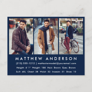 Postal Modelo de Cartão Comp Fotográfico do Ator - Azul C