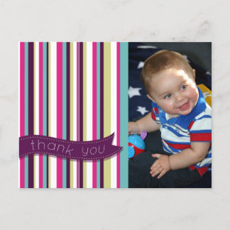 Postal Modern Stripes Baby Obrigado Foto Cartão