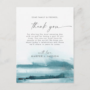 Postal Modern Watercolor Teal Obrigado Cartão De Recep