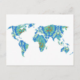 Postal Moderno Boêmian Patternado | Mapa mundial | Cartão