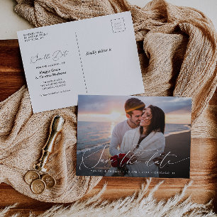Postal Moderno cartão de casamento save the date com escr