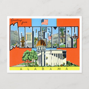 Postal Montgomery, Alabama Vintage Big Letters Cartão