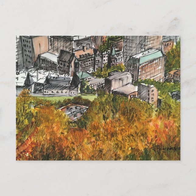 Postal Montreal da montagem real, watercolour, cartão (Frente)