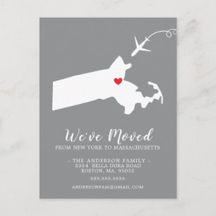 Postal Movendo o anúncio Estado Cartão de Posto Massachus