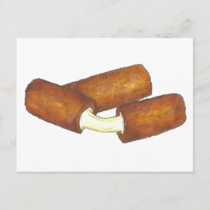 Postal Mozzarella Cheese Sticks Junk Comida Foodie Cartão