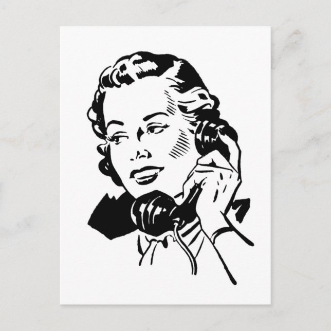 Postal Mulher retro no cartão do telefone (Frente)