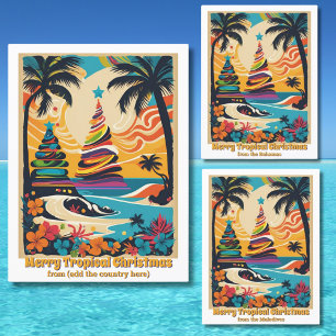 Postal Natal tropical cartão de saudação colorido