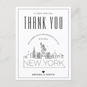 Postal New York Wedding   Obrigados para o Vindo! Cartão 