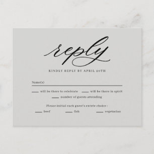 Postal No Último Cartão de Resposta RSVP De Casamento