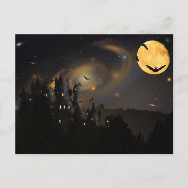Postal Noite Assustadora de Halloween com Corujas Cartão  (Frente)