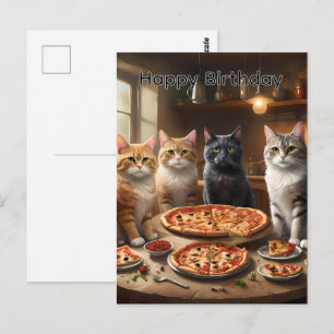 Postal Noite de Pizza de Gato, Cartão de Aniversário