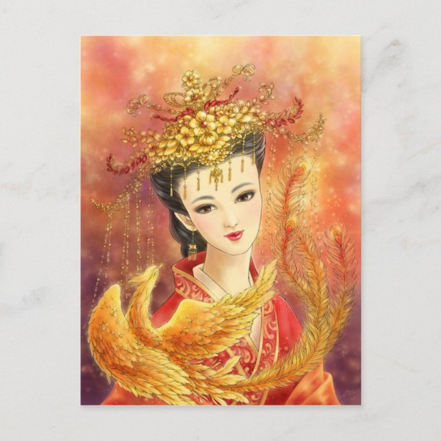 Postal Noiva chinesa com o cartão da fantasia de Phoenix (Frente)