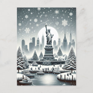 Postal Nova Iorque Holiday Elegance. Cartão personalizáve