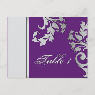 Postal Número da Mesa - Cartão de Casamento - Roxo e Prat