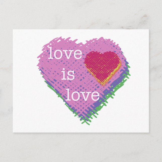 Postal O amor é cartão do coração do amor (Frente)