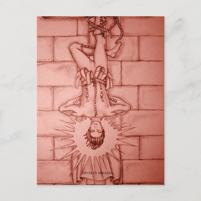 Postal O Cartão de Tarô Homem Prendido (Frente)