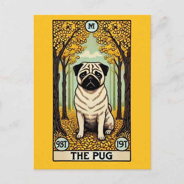 Postal O Cartão Pug Tarot (Frente)