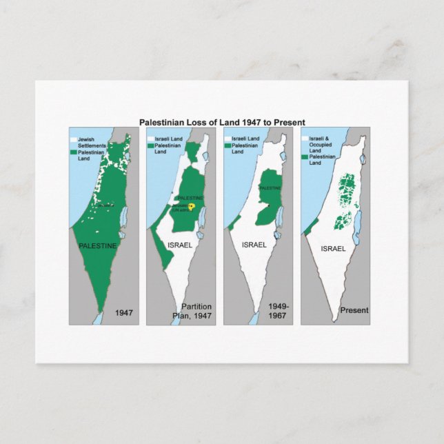 Postal O mapa Shrinking de Palestina - cartão (Frente)