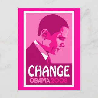 Postal Obama - mude o cartão cor-de-rosa escuro
