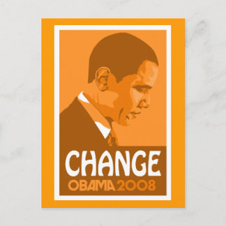 Postal Obama - obscuridade da mudança - cartão alaranjado