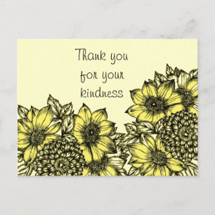Postal Obrigado amarelo dos girassóis você cartão