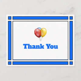 Postal Obrigado Balões de Aniversário Cartão Azul