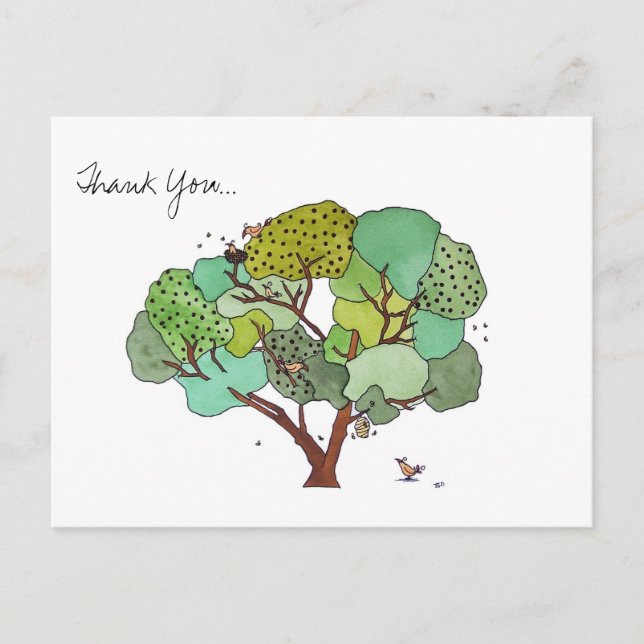 Postal Obrigado Bird e o Cartão das Abelhas (Frente)