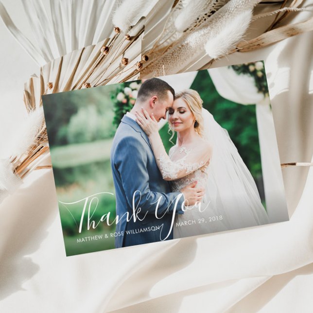 Postal obrigado de casamento encantador, cartão com fotos (Criador carregado)