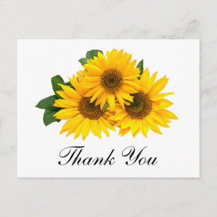 Postal Obrigado Sunflower Floral Greeting Cartão de Posta