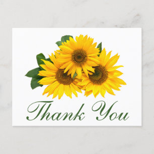 Postal Obrigado Sunflower Floral Greeting Cartão de Posta