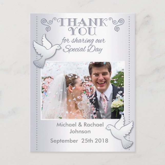 Postal Obrigado Wedding você pássaros do amor do cartão (Frente)
