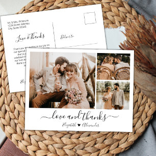 Postal Orçamento 3 Foto Colagem Casamento Obrigado Cartão
