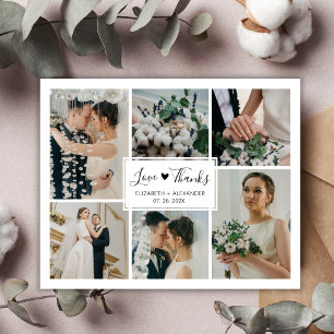Postal Orçamento 5 Foto Colagem Casamento Obrigado Cartão