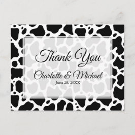 Postal Padrões De Vaca Casamento De Fundo Obrigado Cartão