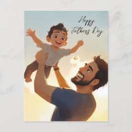 Postal Pai e seu filho jogando dia de os pais Cartão dobr