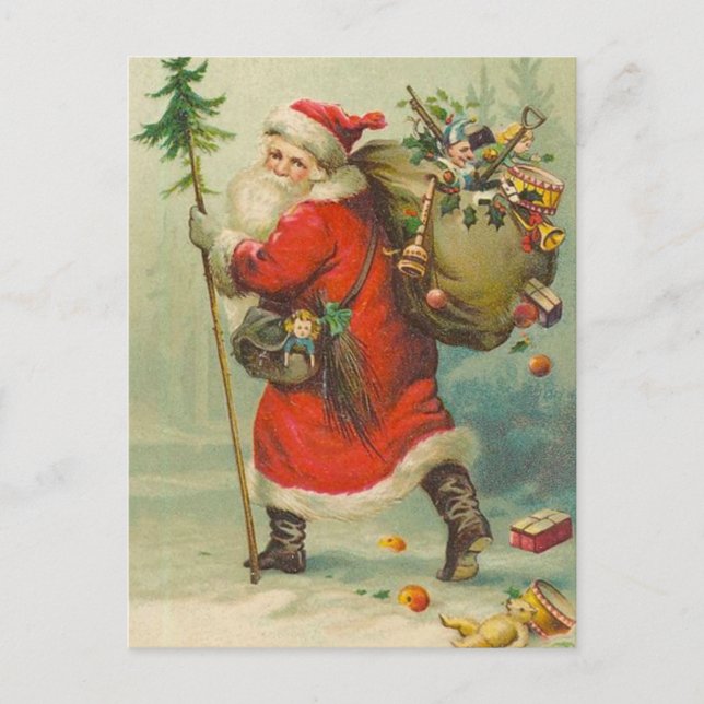 Postal Pai Natal a caminho Cartão Poste (Frente)